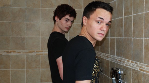 Jerking Uncut Cocks at College Urinal